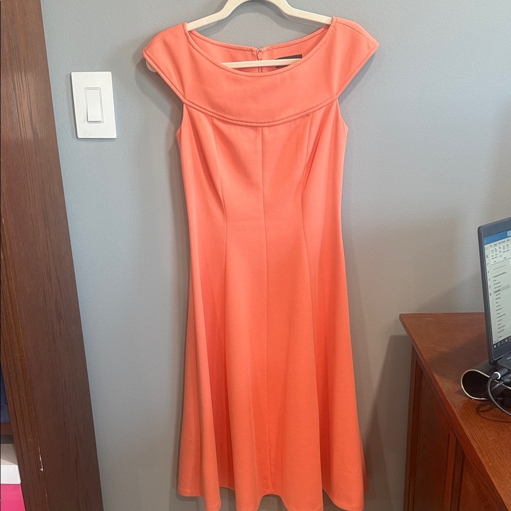 Donna Karan Vibrant Orange Midi Dress